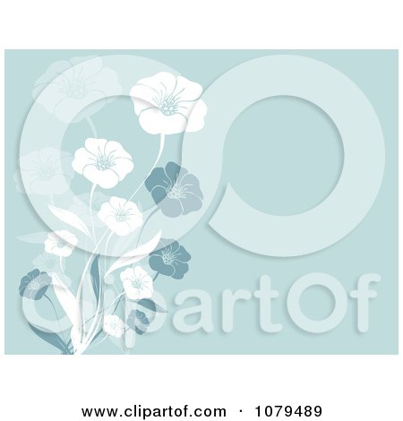 Clipart Blue Floral Background - Royalty Free Vector Illustration by KJ Pargeter