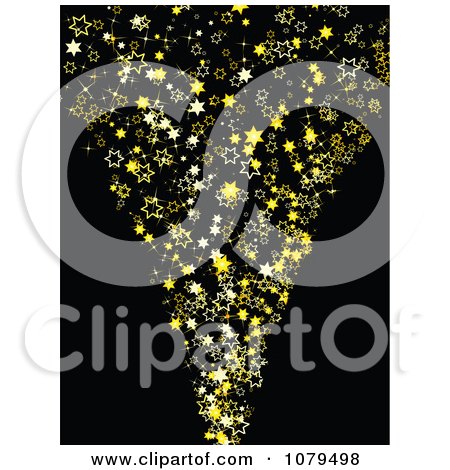 Clipart Burst Of Golden Stars On Black - Royalty Free Vector Illustration by KJ Pargeter