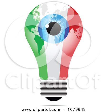 Clipart Blue Eye On An Italian Light Bulb - Royalty Free Vector Illustration by Andrei Marincas