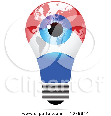 Clipart Blue Eye On A Luxembourg Light Bulb - Royalty Free Vector Illustration by Andrei Marincas