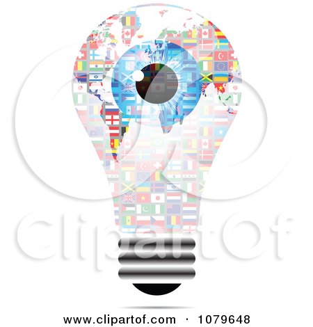 Clipart Blue Eye On A Flag Light Bulb - Royalty Free Vector Illustration by Andrei Marincas