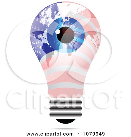 Clipart Blue Eye On An American Light Bulb - Royalty Free Vector Illustration by Andrei Marincas