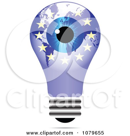 Clipart Blue Eye On A European Light Bulb - Royalty Free Vector Illustration by Andrei Marincas