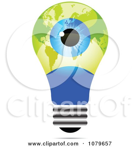 Clipart Blue Eye On A Gabon Light Bulb - Royalty Free Vector Illustration by Andrei Marincas