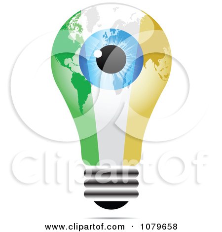 Clipart Blue Eye On An Ireland Light Bulb - Royalty Free Vector Illustration by Andrei Marincas