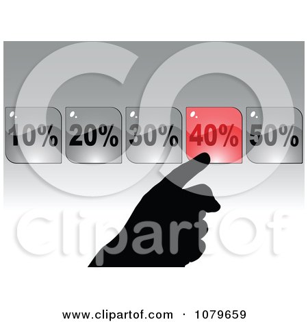 Clipart Silhouetted Hand Selecting A Forty Percent Discount - Royalty Free Vector Illustration by Andrei Marincas