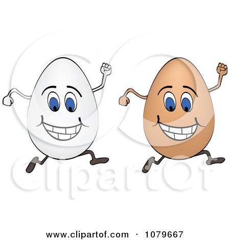 Clipart White And Brown Running Eggs - Royalty Free Vector Illustration by Andrei Marincas