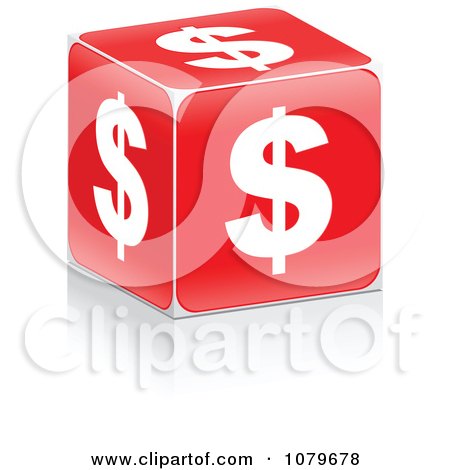 Clipart 3d Red Dollar Cube - Royalty Free Vector Illustration by Andrei Marincas