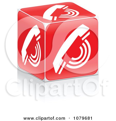 Clipart 3d Red Call Cube - Royalty Free Vector Illustration by Andrei Marincas