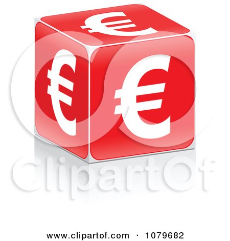 Clipart 3d Red Euro Cube - Royalty Free Vector Illustration by Andrei Marincas