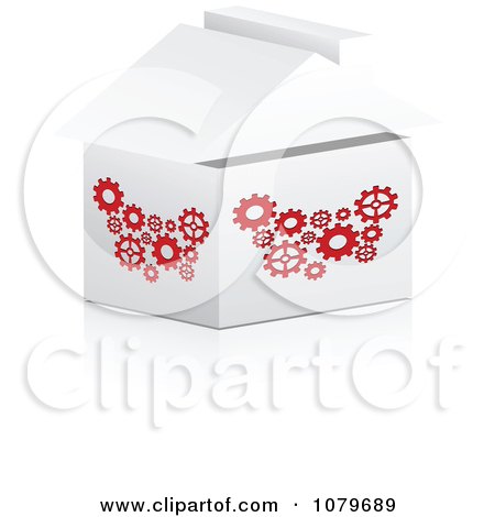 Clipart 3d White Gear House Box - Royalty Free Vector Illustration by Andrei Marincas