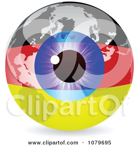 Clipart Blue Eye On A German Flag Globe - Royalty Free Vector Illustration by Andrei Marincas