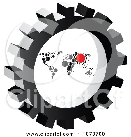 Clipart Circle Map In A Gear Cog - Royalty Free Vector Illustration by Andrei Marincas
