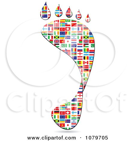 Clipart Footprint Made Of National Flags - Royalty Free Vector Illustration by Andrei Marincas