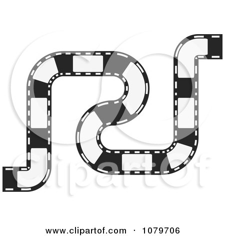Clipart Black And White Curvy Film Strip Circuit - Royalty Free Vector Illustration by Andrei Marincas