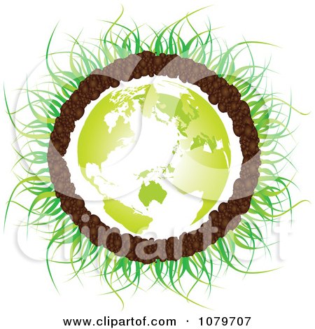 Clipart Green Continents On A Soil Earth With Grass - Royalty Free Vector Illustration by Andrei Marincas