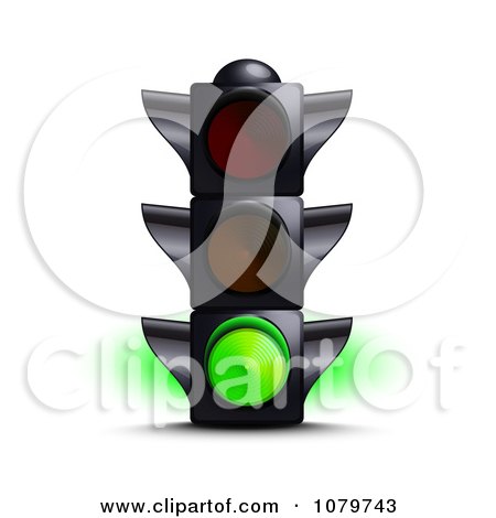 Clipart 3d Green Traffic Light - Royalty Free Vector Illustration by Oligo