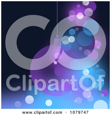 Clipart Purple And Blue Christmas Ornament And Sparkle Background - Royalty Free Vector Illustration by dero