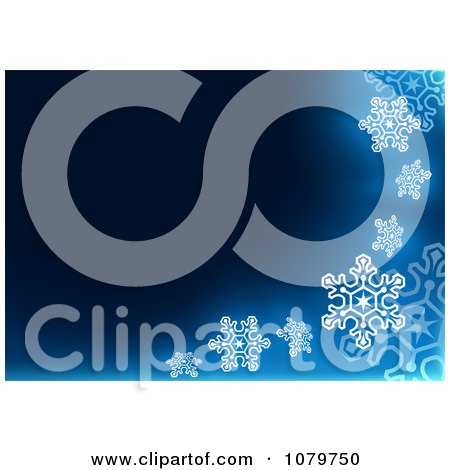 Clipart Blue Background With A Border Of White Snowflakes - Royalty Free Vector Illustration by dero