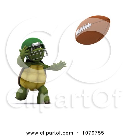 Clipart 3d Tortoise Running To Catch A Football - Royalty Free CGI Illustration by KJ Pargeter