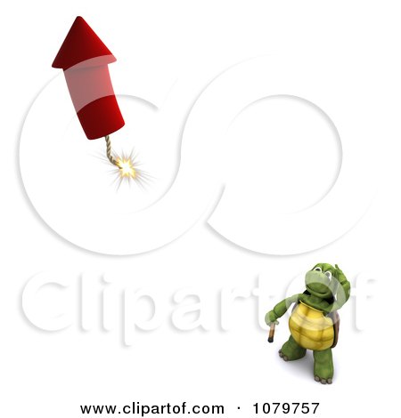 Clipart 3d Tortoise Watching A Rocket Firework Take Off - Royalty Free CGI Illustration by KJ Pargeter