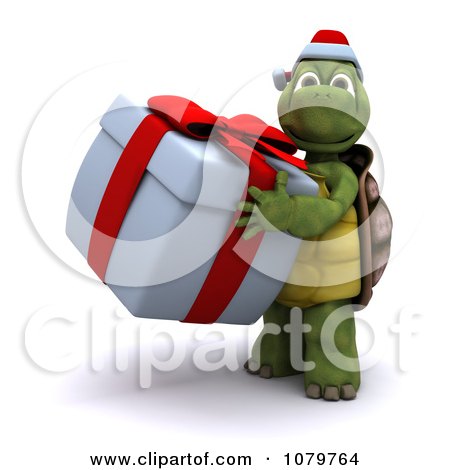 Clipart 3d Christmas Tortoise Carrying A Gift Box - Royalty Free CGI Illustration by KJ Pargeter