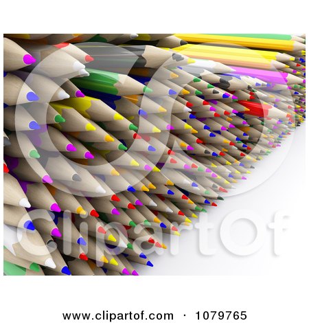 Clipart Pile Of 3d Colored Pencils - Royalty Free CGI Illustration by KJ Pargeter