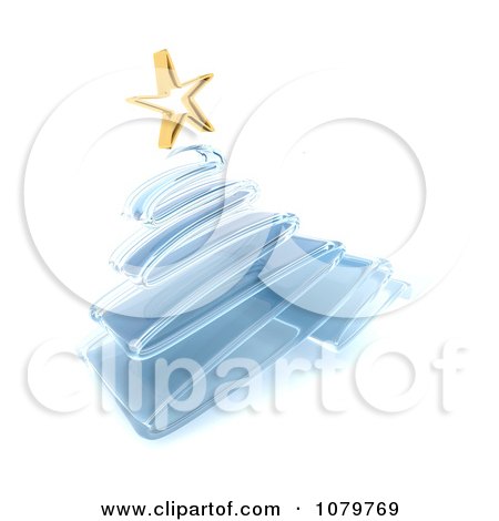 Clipart 3d Blue Glass Scribble Christmas Tree With A Gold Star - Royalty Free CGI Illustration by KJ Pargeter