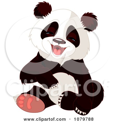 Clipart Cute Panda Laughing - Royalty Free Vector Illustration by Pushkin