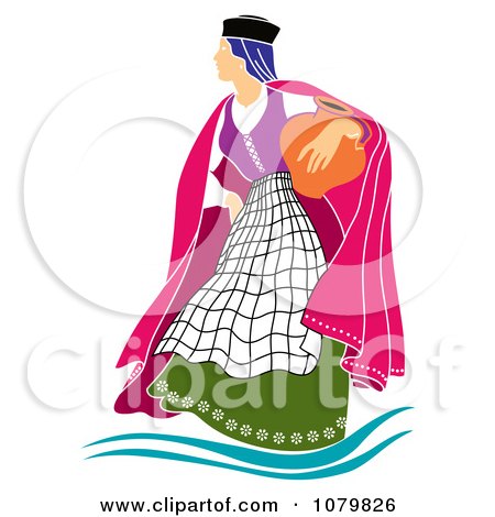 Clipart Woman Carrying A Jar - Royalty Free Vector Illustration by pauloribau