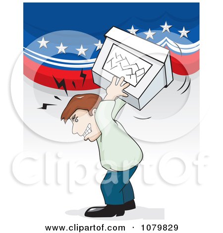 Clipart Angry Voter Throwing A Ballot Box - Royalty Free Vector Illustration by David Rey