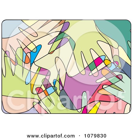 Clipart Abstract Colorful Hands Overlapping - Royalty Free Vector Illustration by David Rey