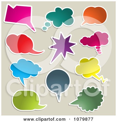 Clipart Colorful Chat Balloons On Gray - Royalty Free Vector Illustration by KJ Pargeter