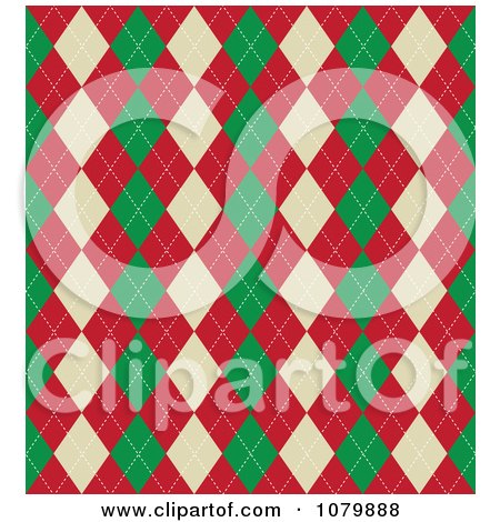 Clipart Green Red And Beige Christmas Argyle Pattern - Royalty Free Vector Illustration by KJ Pargeter