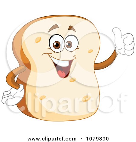 Clipart Bread Slice Character Holding A Thumb Up - Royalty Free Vector Illustration by yayayoyo