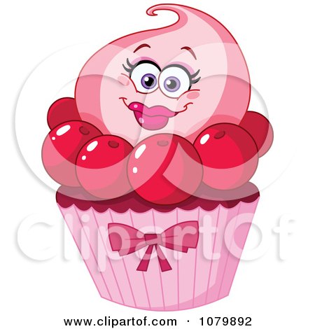Clipart Cherry Cupcake Character - Royalty Free Vector Illustration by yayayoyo