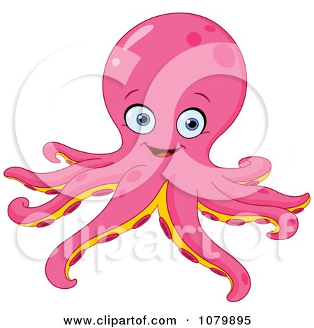 Clipart Happy Pink Octopus - Royalty Free Vector Illustration by yayayoyo