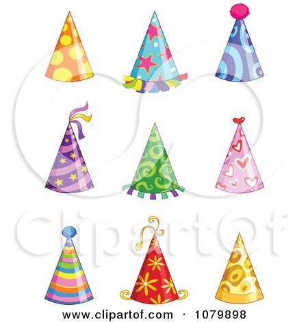 Clipart Colorful Party Hats - Royalty Free Vector Illustration by yayayoyo