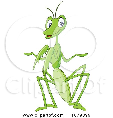 Clipart Friendly Green Praying Mantis - Royalty Free Vector Illustration by yayayoyo