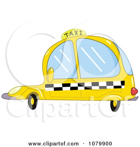 Clipart Yellow Taxi Cab Car With Checkered Siding - Royalty Free Vector Illustration by yayayoyo