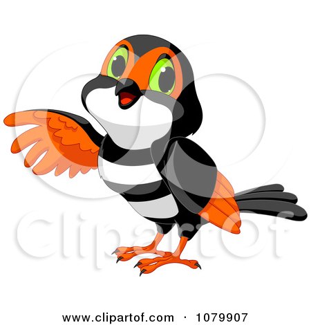 Clipart Pointing Halloween Themed Bird - Royalty Free Vector Illustration by Pushkin