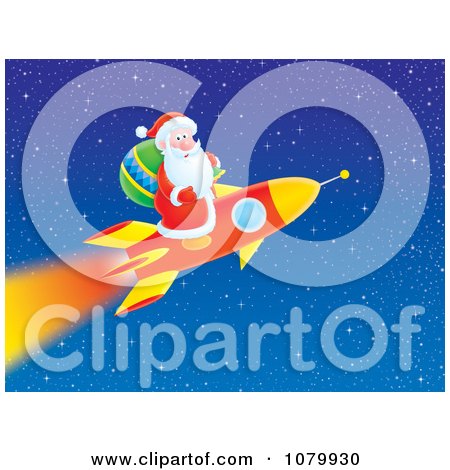 Clipart Santa Shooting Off On A Rocket - Royalty Free Illustration by Alex Bannykh