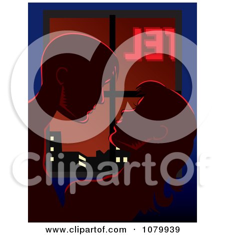Clipart Couple Getting Romantic In A Hotel Room - Royalty Free Vector Illustration by David Rey