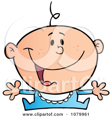 Clipart Happy Caucasian Baby Holding His Arms Out - Royalty Free Vector Illustration by Hit Toon