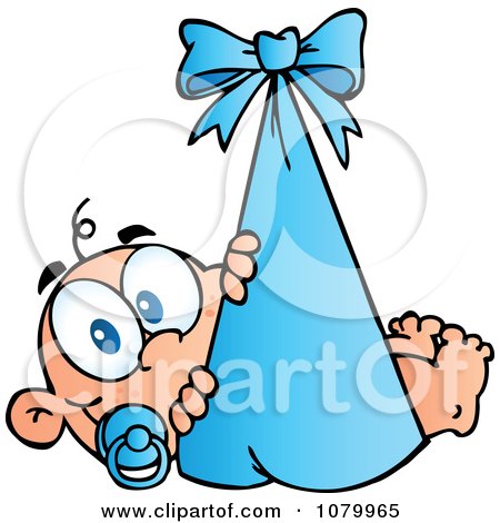 Clipart Caucasian Baby In A Blue Bundle - Royalty Free Vector Illustration by Hit Toon