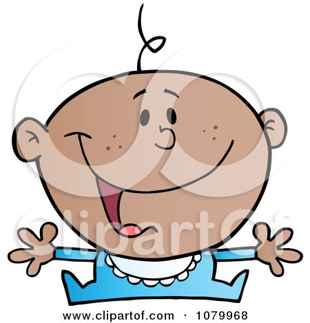 Clipart Happy Black Baby Holding His Arms Out - Royalty Free Vector Illustration by Hit Toon