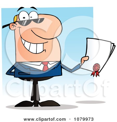Clipart Caucasian Salesman Holding A Contractual Agreement - Royalty Free Vector Illustration by Hit Toon