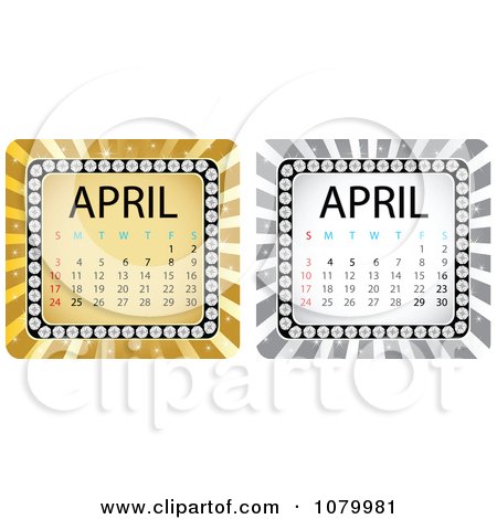 Clipart Gold And Silver April Calendars - Royalty Free Vector Illustration by Andrei Marincas