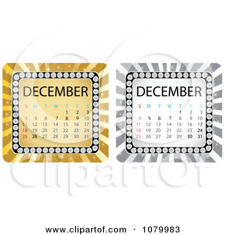 Clipart Gold And Silver December Calendars - Royalty Free Vector Illustration by Andrei Marincas