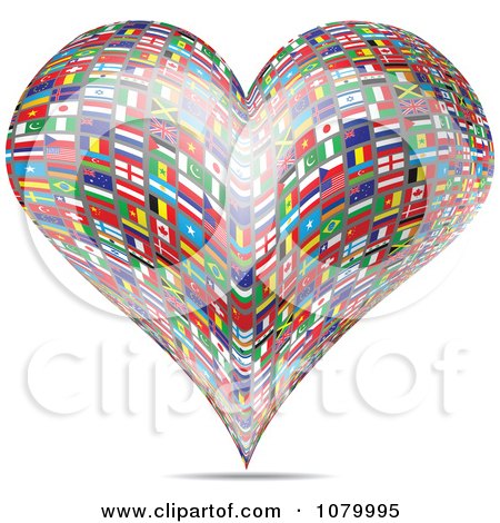 Clipart Heart Made Of National Flags - Royalty Free Vector Illustration by Andrei Marincas